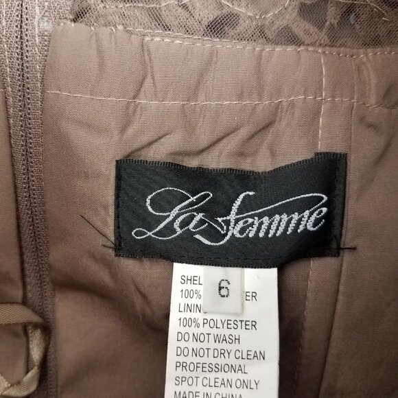 La Femme Size 6 Cocoa 21661 Ruched Chiffon A-line Gown Long Maxi Dress - Picture 7 of 14